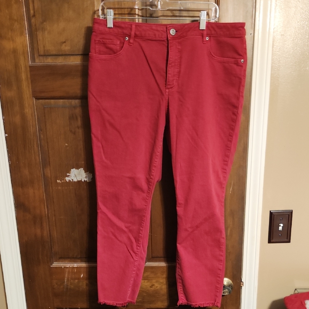 LOFT Red Ankle Jeans